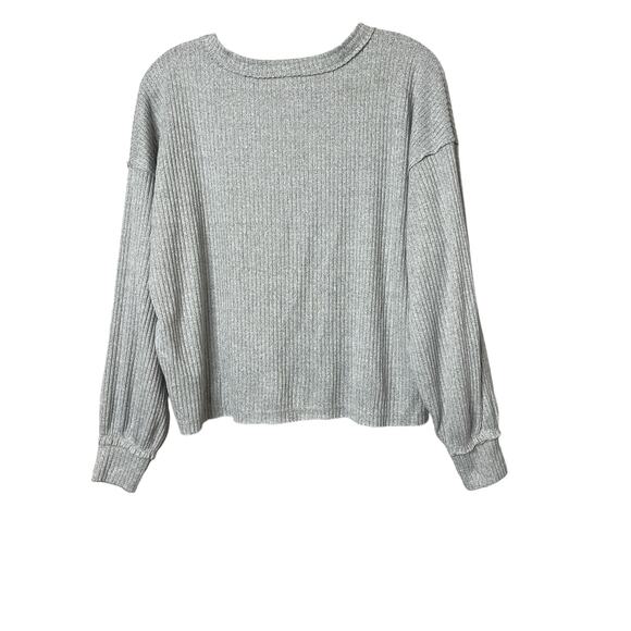 Como Blu Ribbed Long Sleeve Top Grey L - Picture 6 of 7